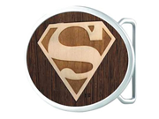 Superman DC Comics Superhero Wood Shield Logo Oval Rockstar Belt Buckle