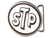 STP Motor Oil Company Wood Back White Logo Rockstar Belt Buckle