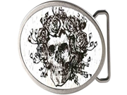 Grateful Dead Psychedelic Rock Band Rose Covered Skull Rockstar Belt Buckle