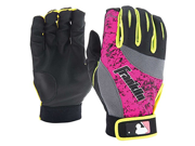 Franklin 2ND SKINZ Official MLB Pro Formance Baseball Batting Glove Pink Black GreyNeon Yellow Adult Small