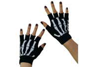New Black Punk Gothic Dark Rock White Skeleton Hand Warmer Half Finger Gloves by Chunkaew