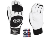 Rawlings Leather Pro Design Look Adult Batting Glove Pair White Black Small