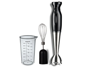 Ovente HS583B Robust Stainless Steel Immersion Hand Blender with Beaker and Whisk Attachment Black