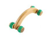 uxcell® Rubber Wooden Wheel Massage Roller Body Back Neck Massaging Tool Green