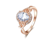 Size 8 Rose Gold Plated Women Rings Cz Crystal Vintage Rings for Valentine Gifts Sr157
