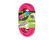 Prime Wire Cable NS513830 50 Feet 12 3 SJTW Flex High Visibility Extra Heavy Duty Outdoor Extension Cord with Prime Indicator Light Neon Pink
