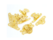 uxcell® Box Drawer 48mmx38mm Alloy Hasp Hook Lock Lid Latch Gold Tone 5pcs
