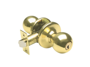 Polished Brass Ball Knob Keyed Entry Door Lock