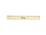 ACME UNITED CORPORATION Flat Wood Ruler w Two Double Brass Edges 12 Clear Lacquer Finish 5221