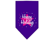 Scribble Happy Holidays Screen Print Bandana Purple Small