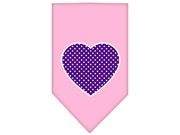 Purple Swiss Dot Heart Screen Print Bandana Light Pink Large