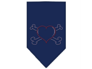 Heart Crossbone Rhinestone Bandana Navy Blue large