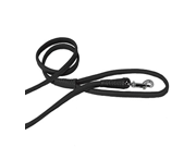 Dogline 1 4 Inch Wide Soft Padded Rolled Round Leather Dog Leash Lead 3 Feet Black