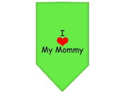 I Heart My Mommy Screen Print Bandana Lime Green Large