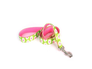 Yellow Dog Design Uptown Lead 1 Inch Green Daisy on Pink Polka Small Dots