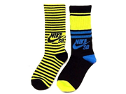 Nike SB 2 Pairs Pack Boys Crew Socks Youth Flo Green 3Y 5Y