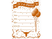 Texas Longhorns 8 Pack Party Invitations Envelopes