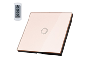 uxcell 1 Way 1 Gang Glass Panel Wall Light Smart Touch Switch Remote Controller Gold Tone