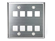 Leviton 43080 2S8 QuickPort Wallplate Dual Gang 8 Port Stainless Steel