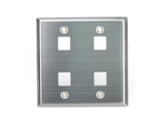 Leviton 43080 2S4 QuickPort Wallplate Dual Gang 4 Port Stainless Steel