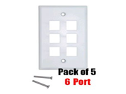 iMBAPrice® 6 Port Keystone Jack Wall Plate 1 Gang White Pack of 5