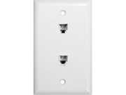 Morris 80021 Double RJ11 4 Conductor Phone Jack Wall Plate White