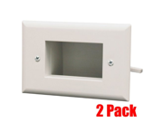 DataComm 45 0008 WH 1 Gang 2 PACK Recessed Low Voltage Wall Cable Plate White