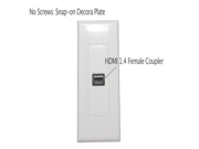 Single Port HDMI Wall Plate with Snap on Decora Plate 3D Support Ivory