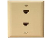 Morris 80020 Double RJ11 4 Conductor Phone Jack Wall Plate Ivory