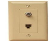 Morris 80080 Decorative Single RJ11 4 Conductor Phone Jack and Single F Connector Wall Plate 1 Piece