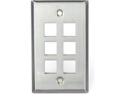 Leviton 43080 1S6 QuickPort Wallplate Single Gang 6 Port Stainless Steel