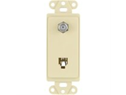 Cooper Wiring Devices 3562A Decorator Insert Combination Telephone Jack with 4 Conductors and Type F Coaxial Adapter Almond Color
