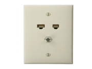 Leviton 5EA10 M3T 1 Data Port 1 Phone 1 F Connector QuickPlate Mid Size 1 Gang Wallplate Light Almond