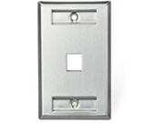 Leviton 43080 1L1 QuickPort Wallplate Single Gang 1 Port Stainless Steel with Designation Window