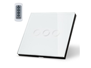 uxcell 3 Gang 1 Way Glass Panel Wall Light Smart Touch Switch Remote Controller White