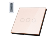 uxcell 3 Gang 1 Way Glass Panel Wall Light Smart Touch Switch Remote Controller Gold Tone