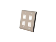 C2G Cables To Go 37097 Four Port Keystone Double Gang Wall Plate Stainless Steel