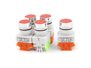 uxcell 5PCS AC 660V 10A 1NO 1NC DPST 4 Screw Terminals Red Push Button Switch