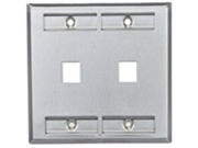 Leviton 43080 2L2 QuickPort Wallplate Dual Gang 2 Port Stainless Steel with Designation Window