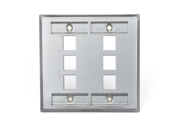 Leviton 43080 2L6 QuickPort Wallplate Dual Gang 6 Port Stainless Steel with Designation Window