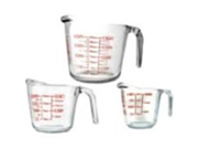 Anchor 3 pc. Open Handle Measuring Cup Set Dishwasher Safe Glass
