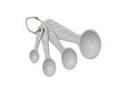 White Stoneware Measuring Spoon Set with Honeycomb Embossing