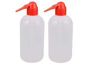 uxcell® 2 Pcs Red Cover Plastic Cylinder Shaped Squeeze Measuring Bottle 500ml