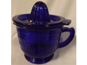 Cobalt Blue Glass Measuring Cup w Reamer Glass Lid Top