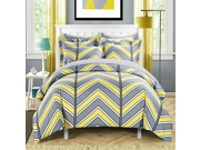 Chic Home 3 Piece Hansel Chevron Printed Reversible King Duvet Cover sets Yellow