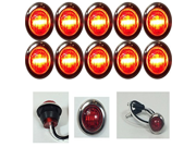 10 NEW LONG HAUL 3 4 RED LED CLEARANCE MARKER BULLET LIGHTS W 316SS TRIM RING CONNECTORS