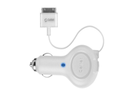 Cellet Apple Licensed MFI Certified Retractable Car Charger for Apple iPhone 3 3GS 4 4S iPod Touch Nano iPad iPod Classic Retail Packaging White