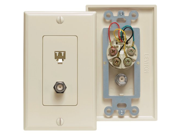 Leviton 40959 T Combo Telephone and F Connector Wallplate Light Almond