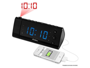 Electrohome USB Charging Alarm Clock Radio with Time Projection Battery Backup Auto Time Set Dual Alarm 1.2 LED Display for Smartphones Tablets EAAC475