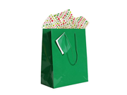 JAM Paper® Christmas Gift Bag Assortment 2 Large Glossy Bags 10 x 13 with Holiday Tissue Paper 10 Pack Green Gift Bags Red and Green Polka Dots Tiss